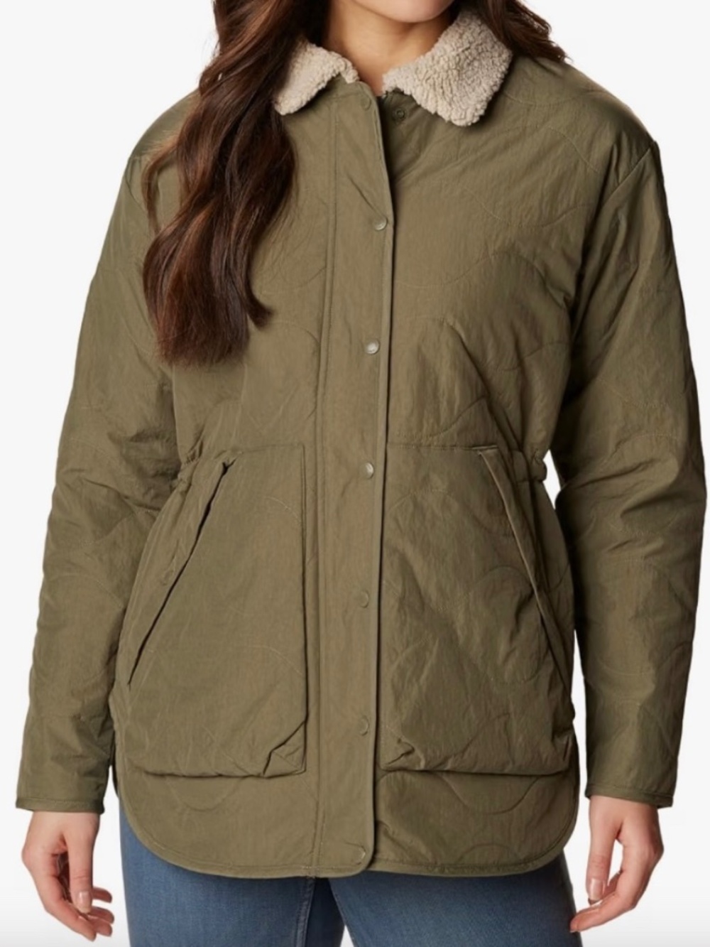 new Columbia Women's Birchwood Quilted Jacket 2X Stone green
